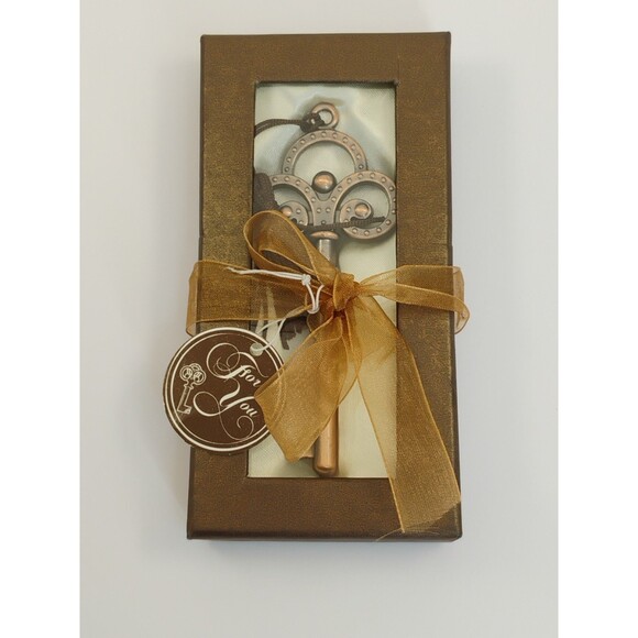 Wedding Favor Skeleton Key Bottle Opener Antique Copper Finish New In Gift Box - Picture 10 of 13